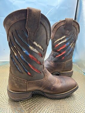 Brother men 8 Texas flag patriotic cowboy work boots